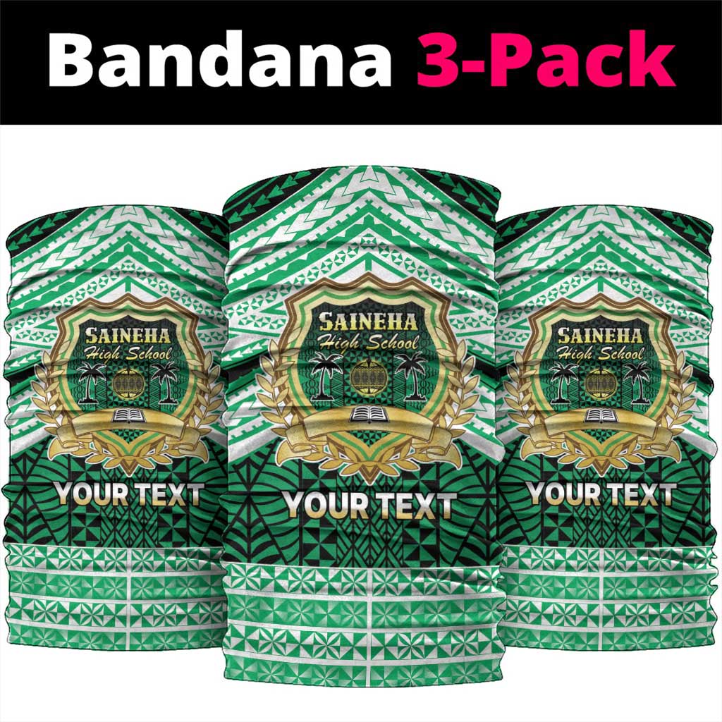 Personalised Tonga Saineha High School Neck Gaiter Polynesian Ngatu Tribal LT9 package One Size: 25*50cm Green - Polynesian Pride