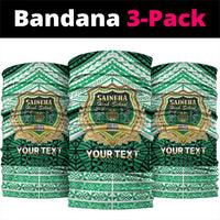Personalised Tonga Saineha High School Neck Gaiter Polynesian Ngatu Tribal LT9 package One Size: 25*50cm Green - Polynesian Pride