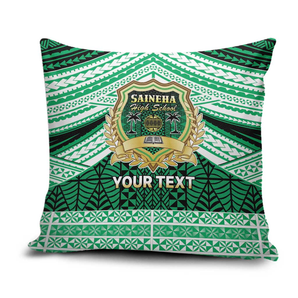Personalised Tonga Saineha High School Pillow Cover Polynesian Ngatu Tribal LT9 Green - Polynesian Pride