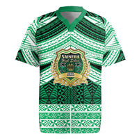 Personalised Tonga Saineha High School Rugby Jersey Polynesian Ngatu Tribal LT9 Green - Polynesian Pride