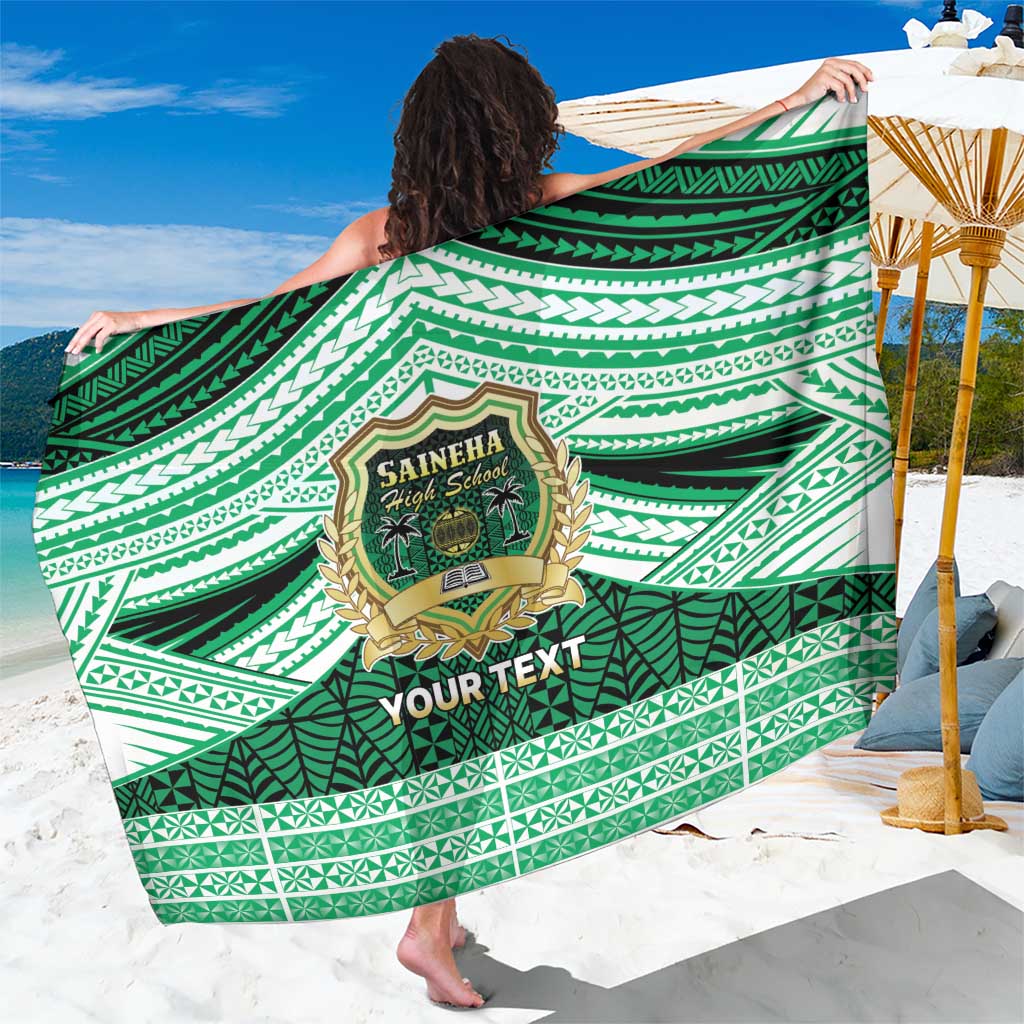 Personalised Tonga Saineha High School Sarong Polynesian Ngatu Tribal LT9 One Size 44 x 66 inches Green - Polynesian Pride