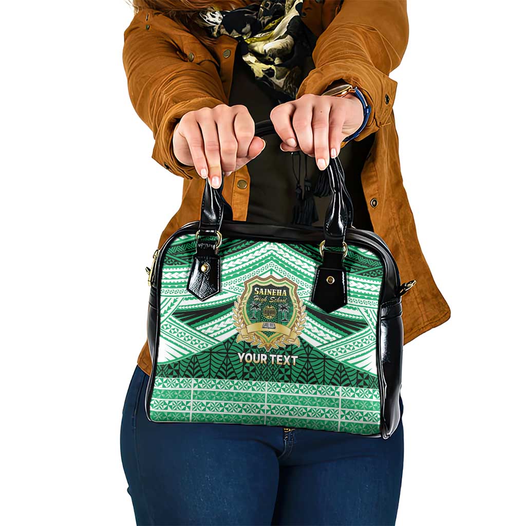 Personalised Tonga Saineha High School Shoulder Handbag Polynesian Ngatu Tribal LT9 One Size Green - Polynesian Pride