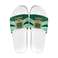 Personalised Tonga Saineha High School Slide Sandals Polynesian Ngatu Tribal LT9 Green - Polynesian Pride