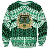 Personalised Tonga Saineha High School Sweatshirt Polynesian Ngatu Tribal LT9 Unisex Green - Polynesian Pride