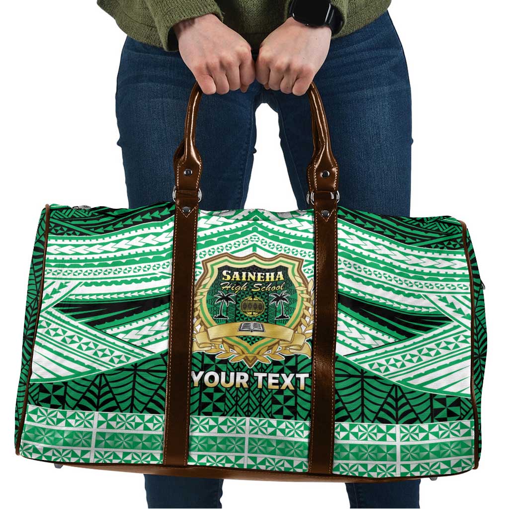 Personalised Tonga Saineha High School Travel Bag Polynesian Ngatu Tribal LT9 Green - Polynesian Pride