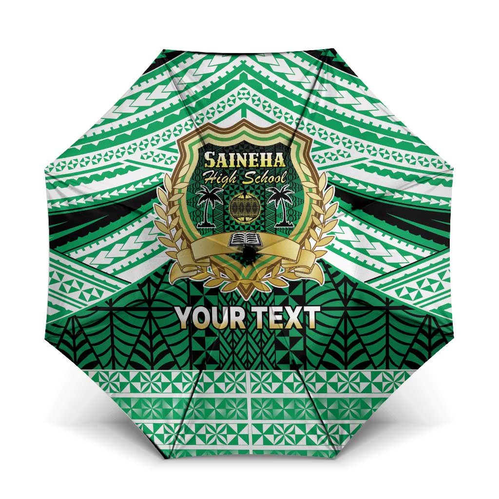 Personalised Tonga Saineha High School Umbrella Polynesian Ngatu Tribal LT9 One Size Folded 11.42 inch Opened Diameter 37.4 inch Green - Polynesian Pride