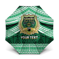 Personalised Tonga Saineha High School Umbrella Polynesian Ngatu Tribal LT9 One Size Folded 11.42 inch Opened Diameter 37.4 inch Green - Polynesian Pride