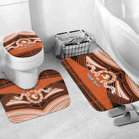 Personalised Tonga Tailulu College Bathroom Set Polynesian Ngatu Tribal LT9 Mat Set Only (3 pcs) One Size Orange - Polynesian Pride