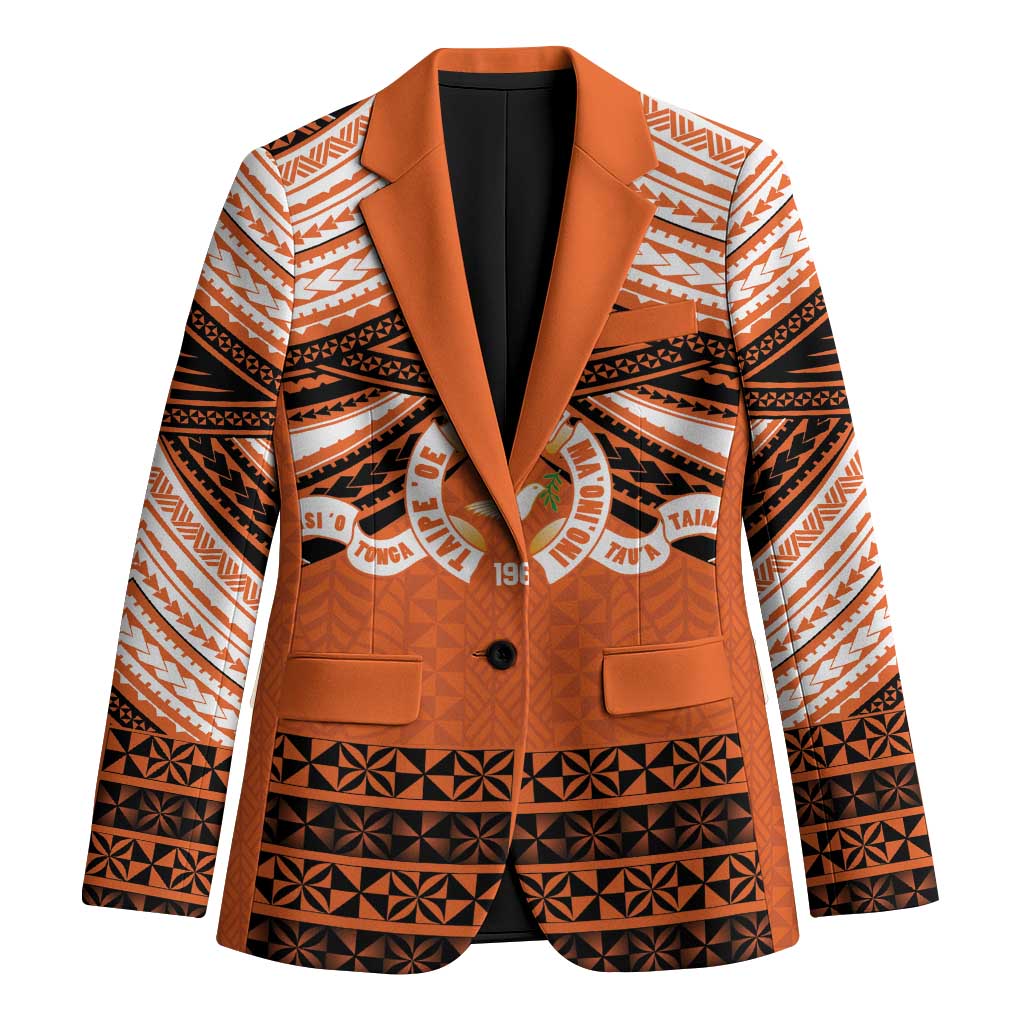 Personalised Tonga Tailulu College Blazer Polynesian Ngatu Tribal LT9 Unisex Orange - Polynesian Pride