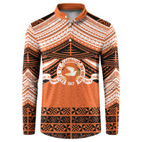 Personalised Tonga Tailulu College Button Sweatshirt Polynesian Ngatu Tribal LT9 Orange - Polynesian Pride