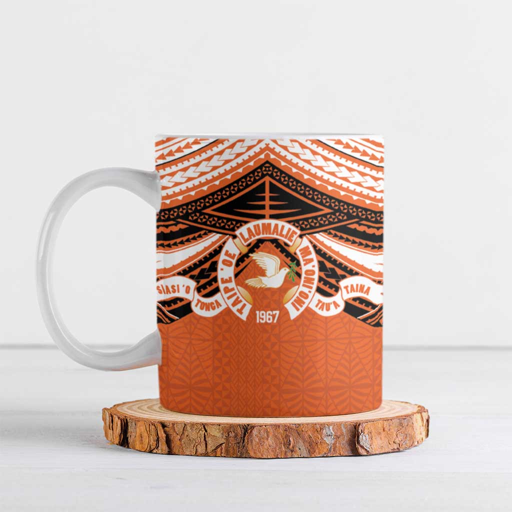 Personalised Tonga Tailulu College Ceramic Mug Polynesian Ngatu Tribal LT9 Orange - Polynesian Pride