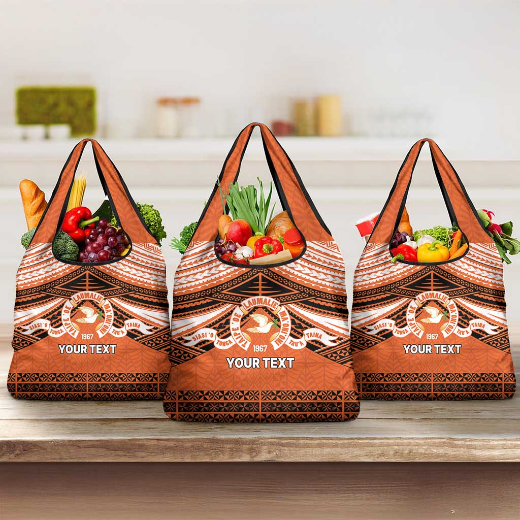 Personalised Tonga Tailulu College Grocery Bag Polynesian Ngatu Tribal LT9 3-pack One Size Orange - Polynesian Pride