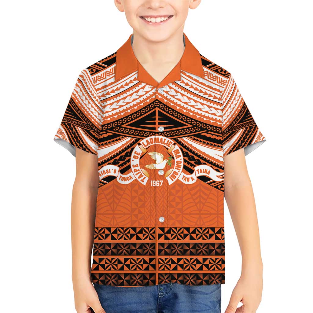 Personalised Tonga Tailulu College Kid Hawaiian Shirt Polynesian Ngatu Tribal LT9 Kid Orange - Polynesian Pride