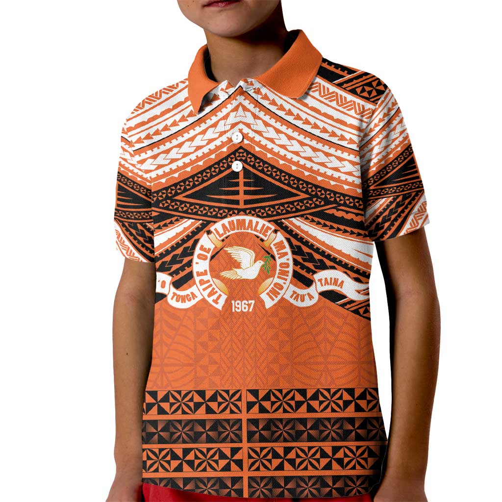 Personalised Tonga Tailulu College Kid Polo Shirt Polynesian Ngatu Tribal LT9 Kid Orange - Polynesian Pride