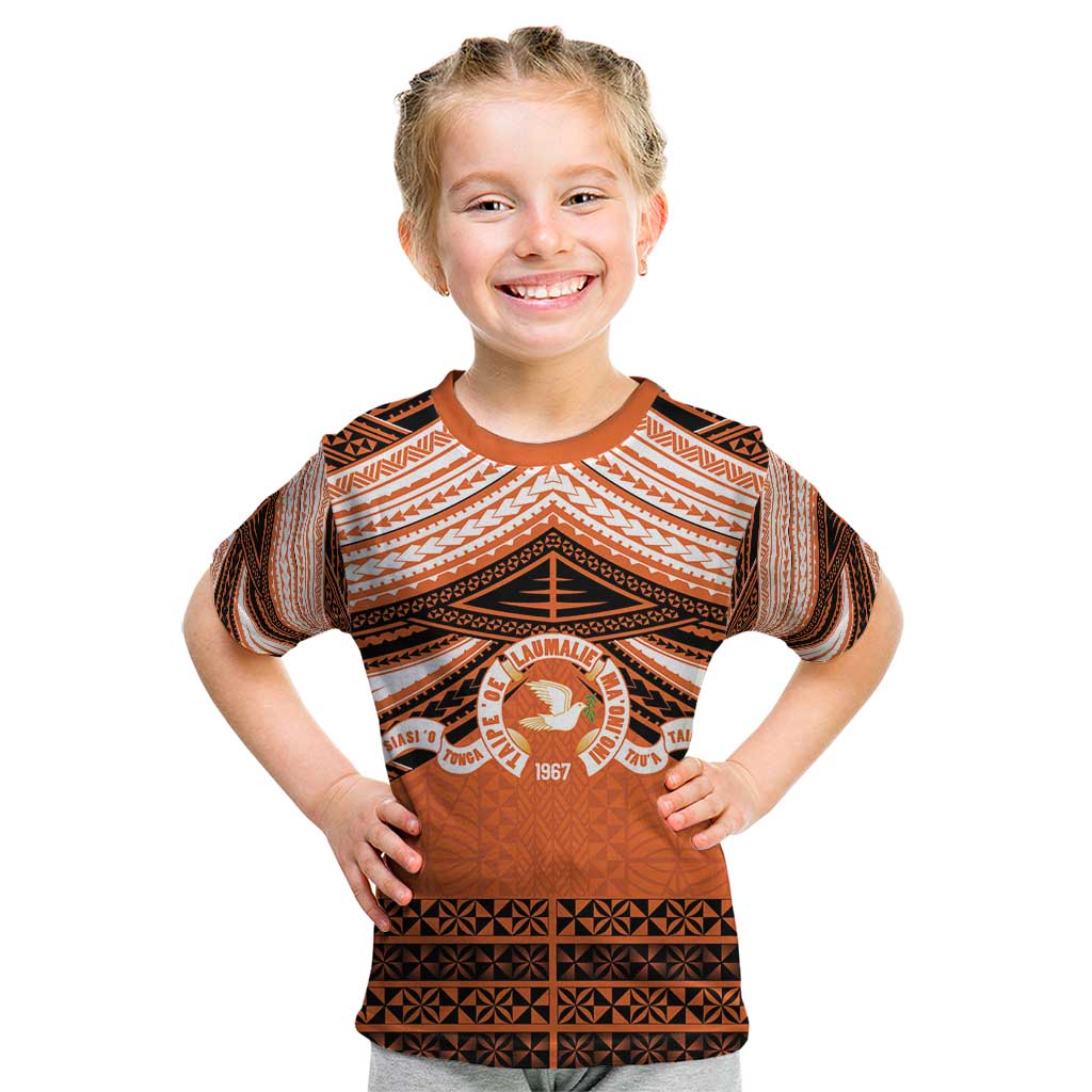 Personalised Tonga Tailulu College Kid T Shirt Polynesian Ngatu Tribal LT9 Orange - Polynesian Pride