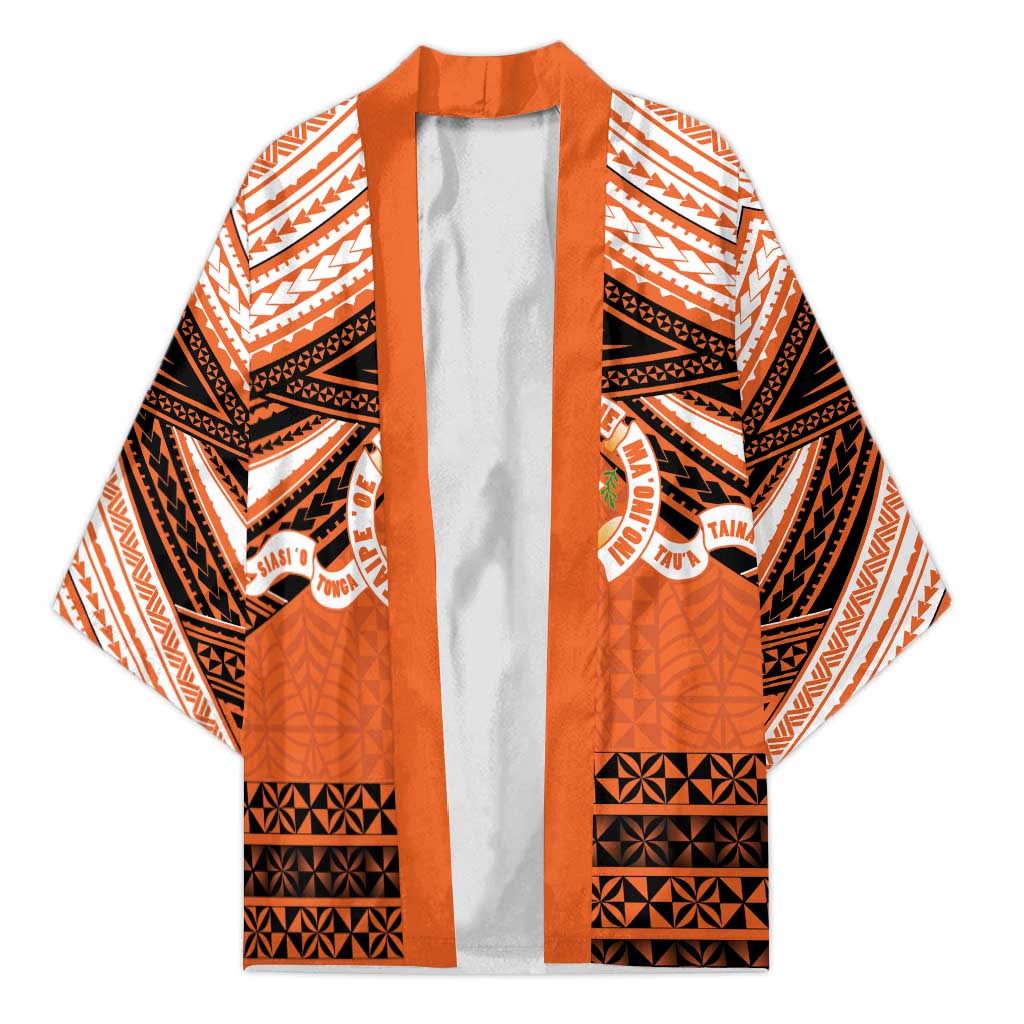 Personalised Tonga Tailulu College Kimono Polynesian Ngatu Tribal LT9 Unisex Orange - Polynesian Pride