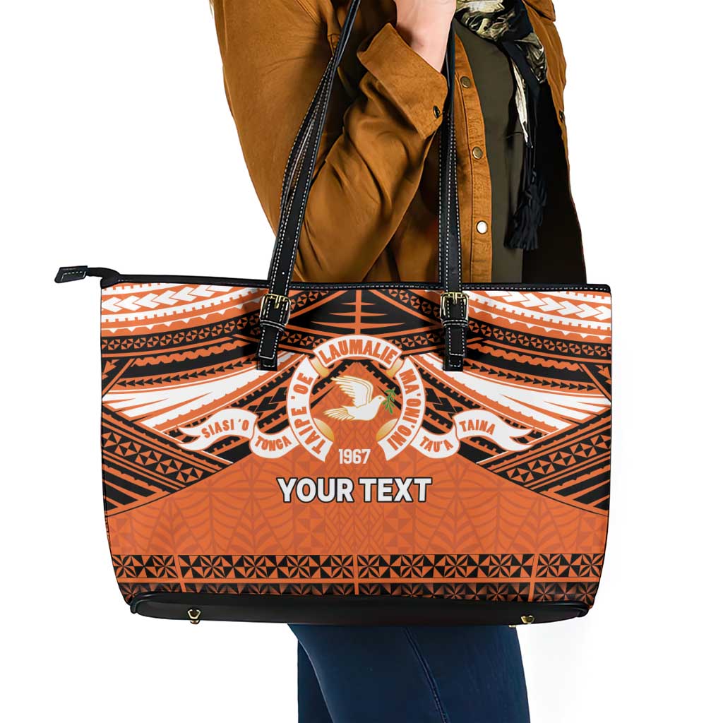 Personalised Tonga Tailulu College Leather Tote Bag Polynesian Ngatu Tribal LT9 - Polynesian Pride