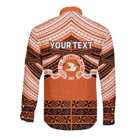 Personalised Tonga Tailulu College Long Sleeve Button Shirt Polynesian Ngatu Tribal LT9 - Polynesian Pride