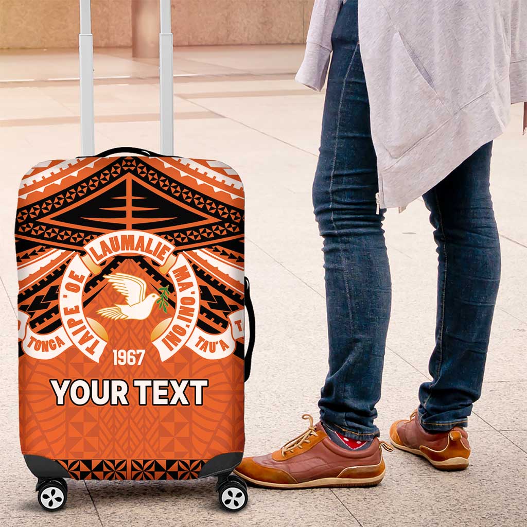 Personalised Tonga Tailulu College Luggage Cover Polynesian Ngatu Tribal LT9 Orange - Polynesian Pride
