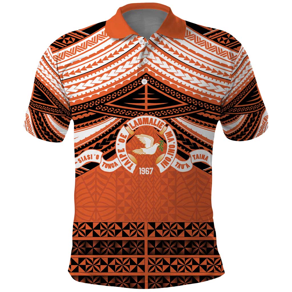 Personalised Tonga Tailulu College Polo Shirt Polynesian Ngatu Tribal LT9 Orange - Polynesian Pride