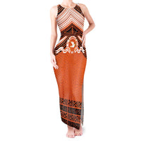 Personalised Tonga Tailulu College Tank Maxi Dress Polynesian Ngatu Tribal LT9 Women Orange - Polynesian Pride