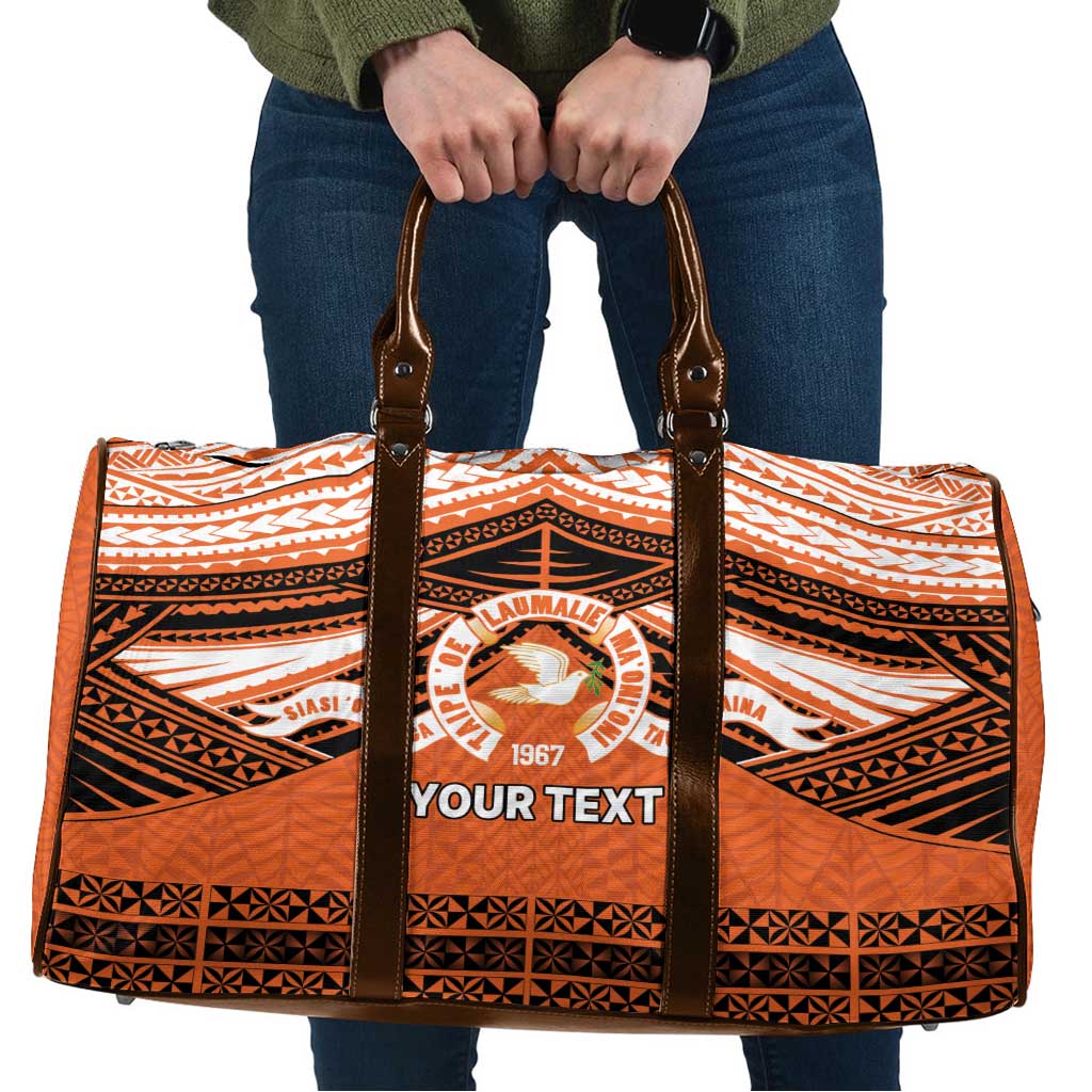 Personalised Tonga Tailulu College Travel Bag Polynesian Ngatu Tribal LT9 Orange - Polynesian Pride