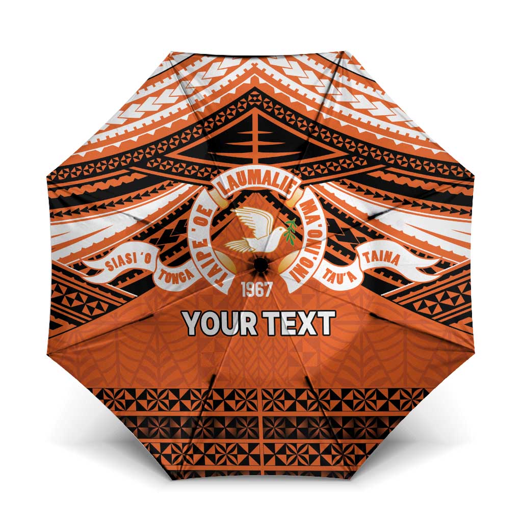 Personalised Tonga Tailulu College Umbrella Polynesian Ngatu Tribal LT9 One Size Folded 11.42 inch Opened Diameter 37.4 inch Orange - Polynesian Pride