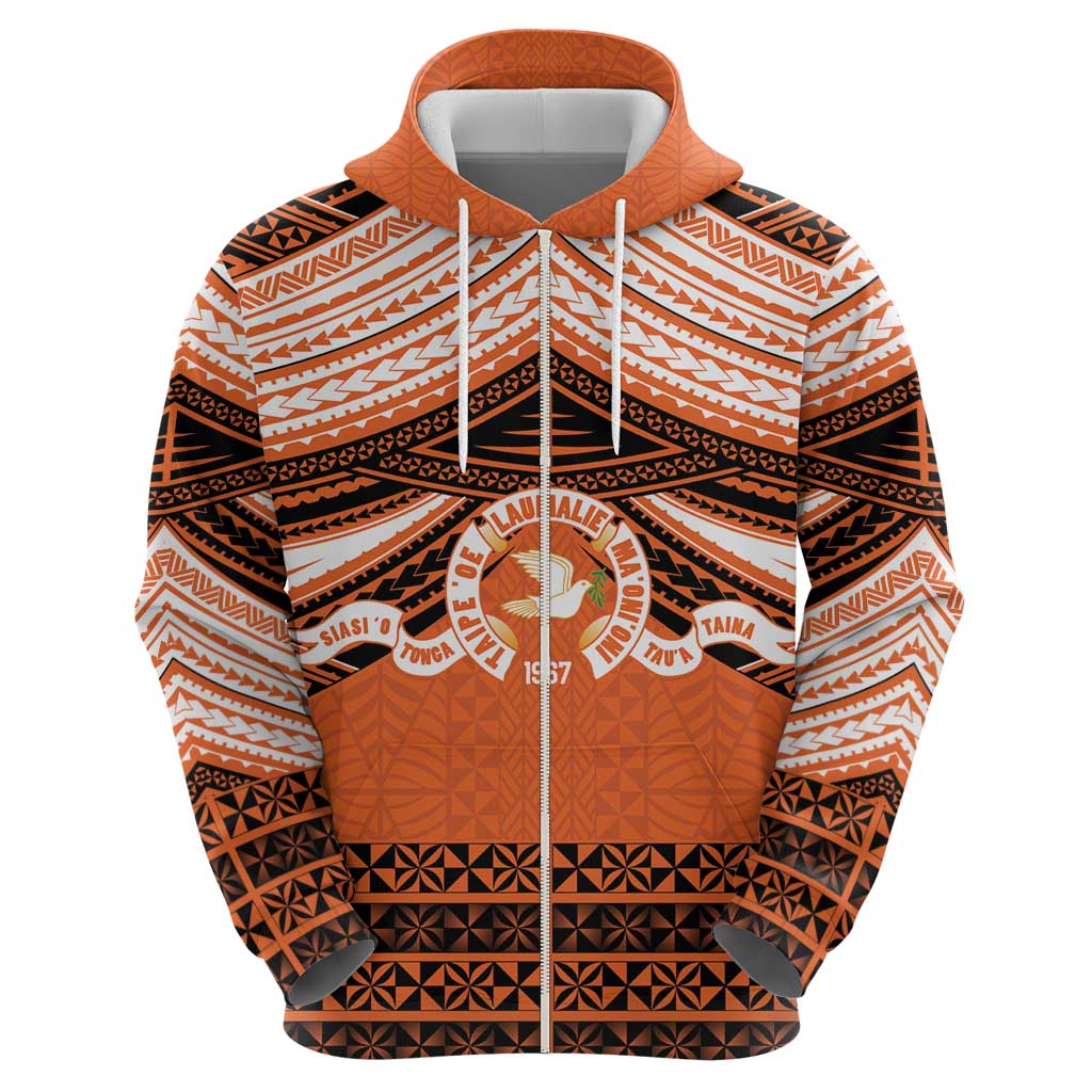Personalised Tonga Tailulu College Zip Hoodie Polynesian Ngatu Tribal LT9 - Polynesian Pride