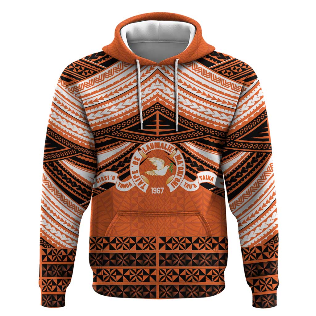 Personalised Tonga Tailulu College Zip Hoodie Polynesian Ngatu Tribal LT9 Pullover Hoodie Orange - Polynesian Pride