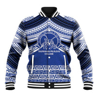 Personalised Tonga Taufa'ahau Pilolevu College Baseball Jacket Polynesian Ngatu Tribal LT9 Unisex Blue - Polynesian Pride