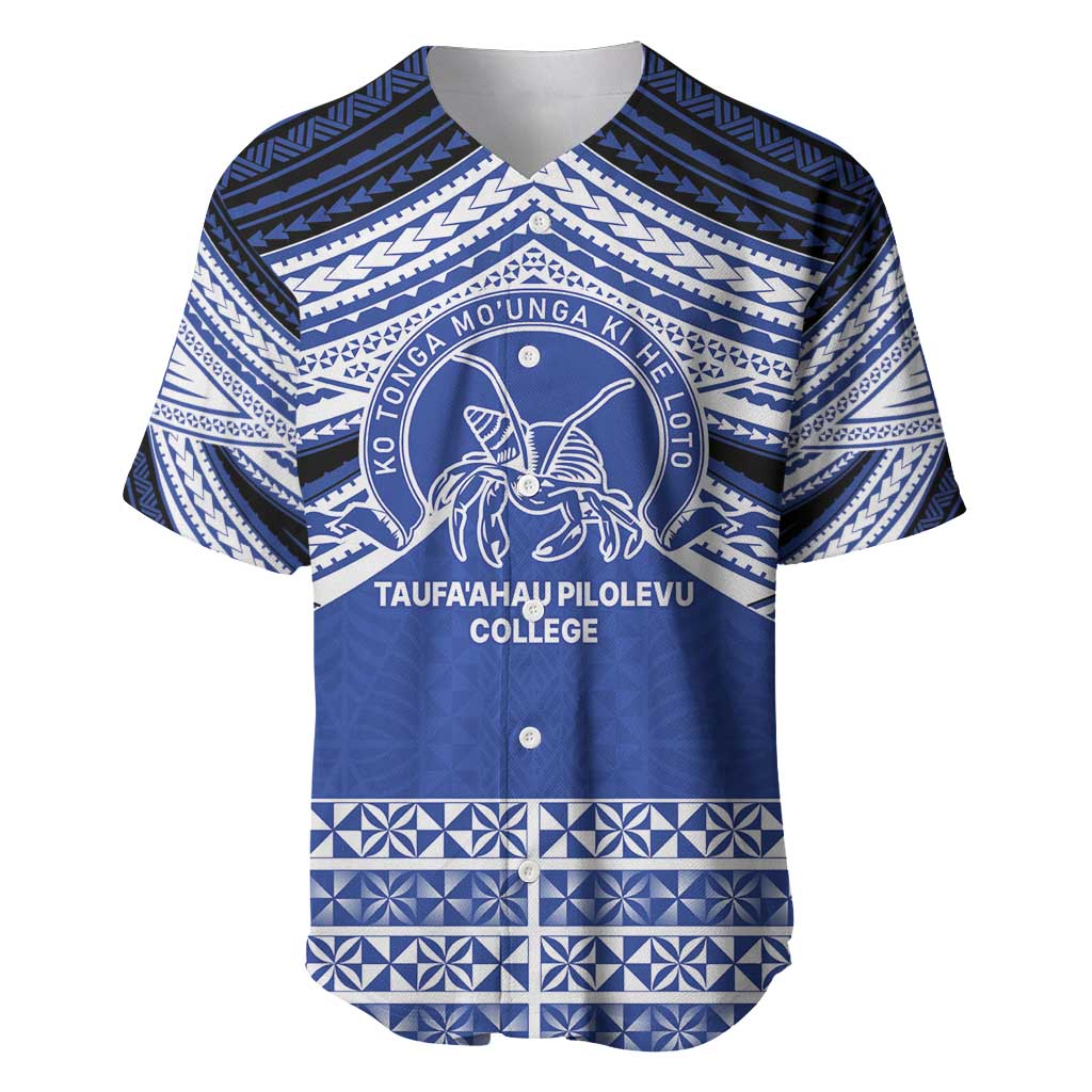 Personalised Tonga Taufa'ahau Pilolevu College Baseball Jersey Polynesian Ngatu Tribal LT9 Blue - Polynesian Pride