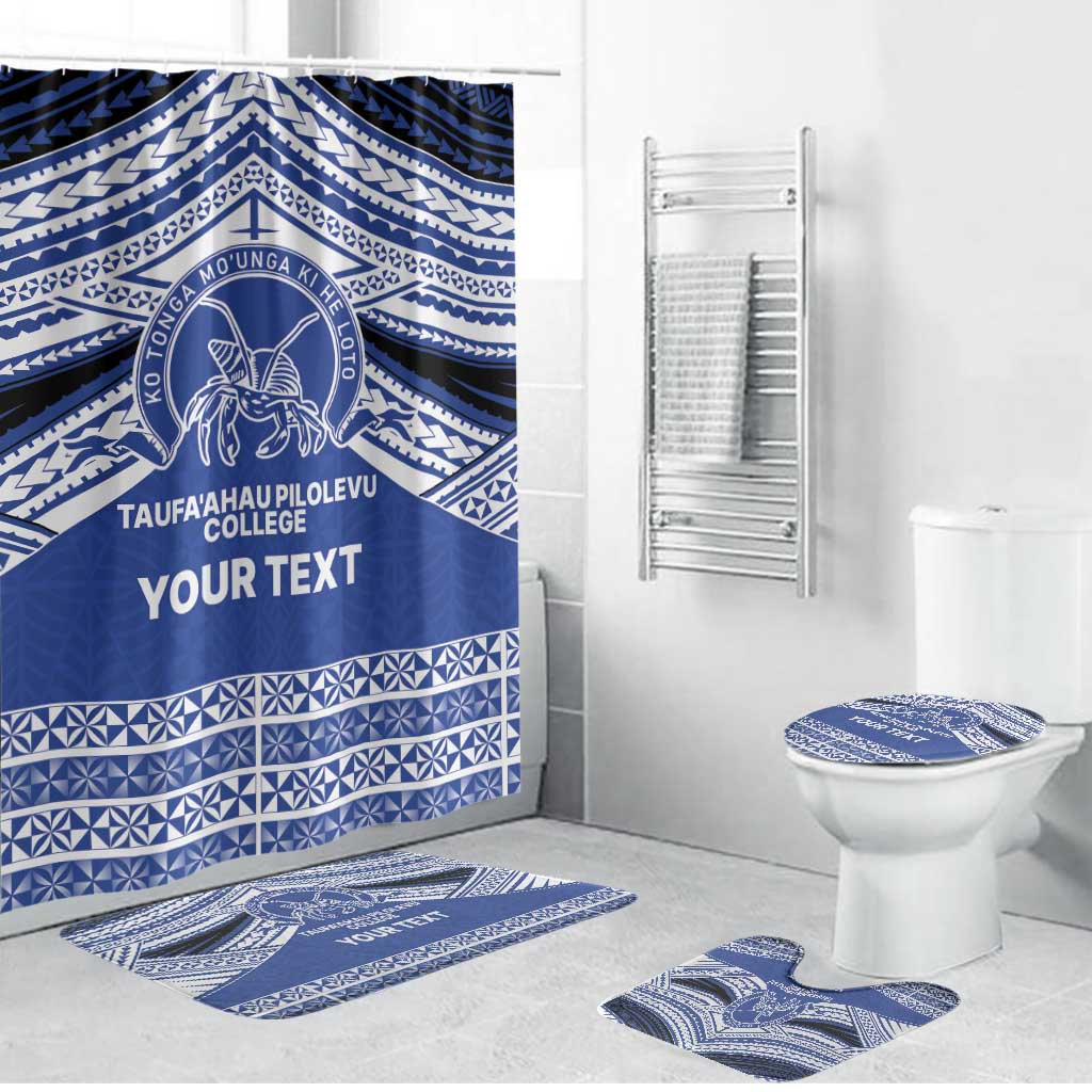 Personalised Tonga Taufa'ahau Pilolevu College Bathroom Set Polynesian Ngatu Tribal LT9 Bathroom Set (4 pcs) Blue - Polynesian Pride
