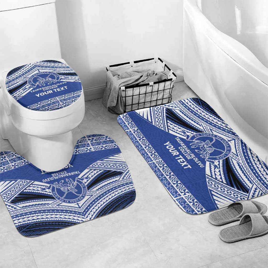 Personalised Tonga Taufa'ahau Pilolevu College Bathroom Set Polynesian Ngatu Tribal LT9 Mat Set Only (3 pcs) One Size Blue - Polynesian Pride