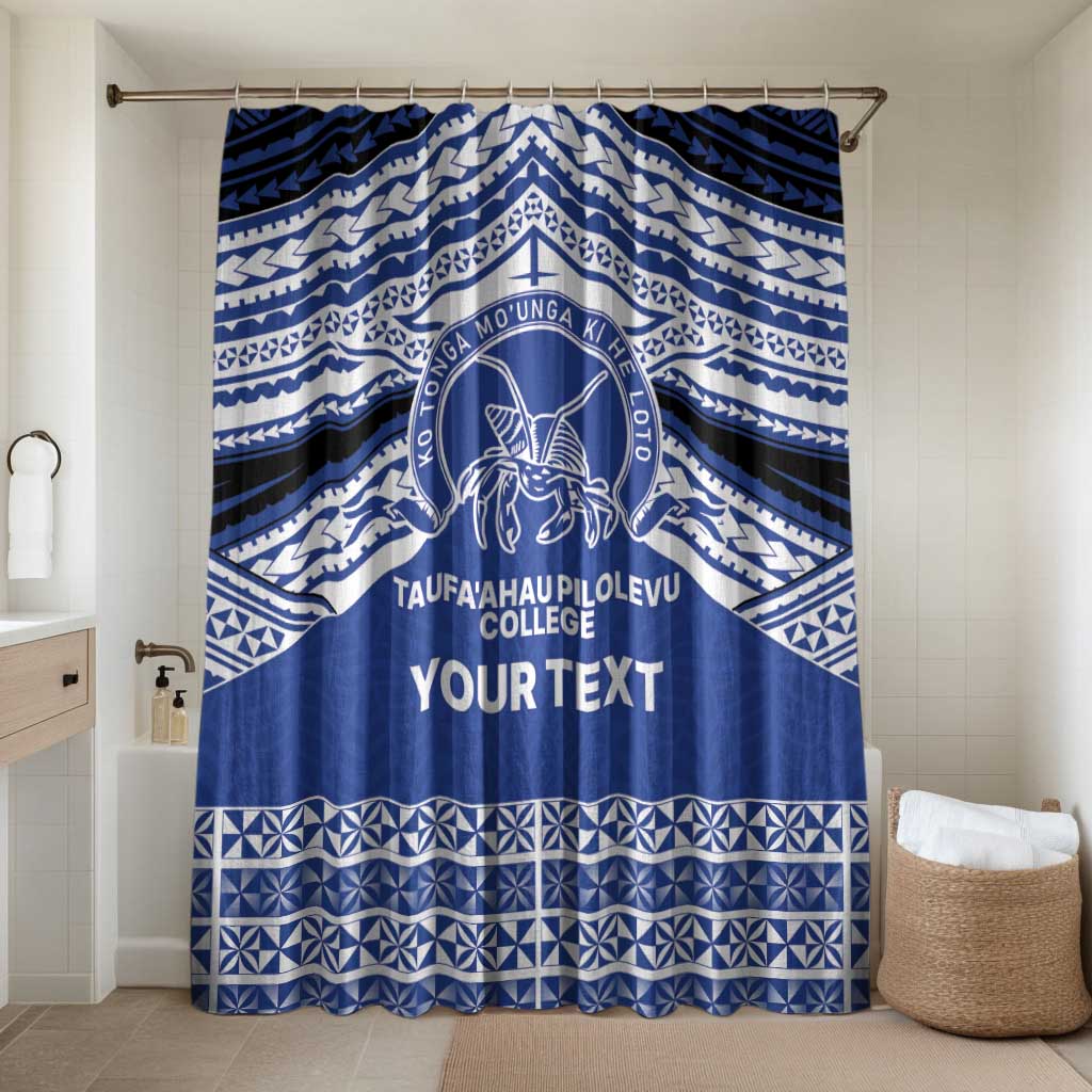 Personalised Tonga Taufa'ahau Pilolevu College Bathroom Set Polynesian Ngatu Tribal LT9 Shower Curtain Only Blue - Polynesian Pride