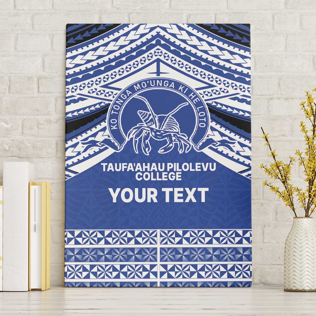 Personalised Tonga Taufa'ahau Pilolevu College Canvas Wall Art Polynesian Ngatu Tribal LT9 Without Frame Blue - Polynesian Pride