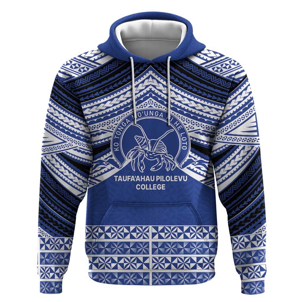 Personalised Tonga Taufa'ahau Pilolevu College Hoodie Polynesian Ngatu Tribal LT9 Pullover Hoodie Blue - Polynesian Pride
