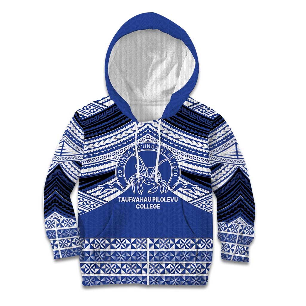 Personalised Tonga Taufa'ahau Pilolevu College Kid Hoodie Polynesian Ngatu Tribal LT9 Hoodie Blue - Polynesian Pride