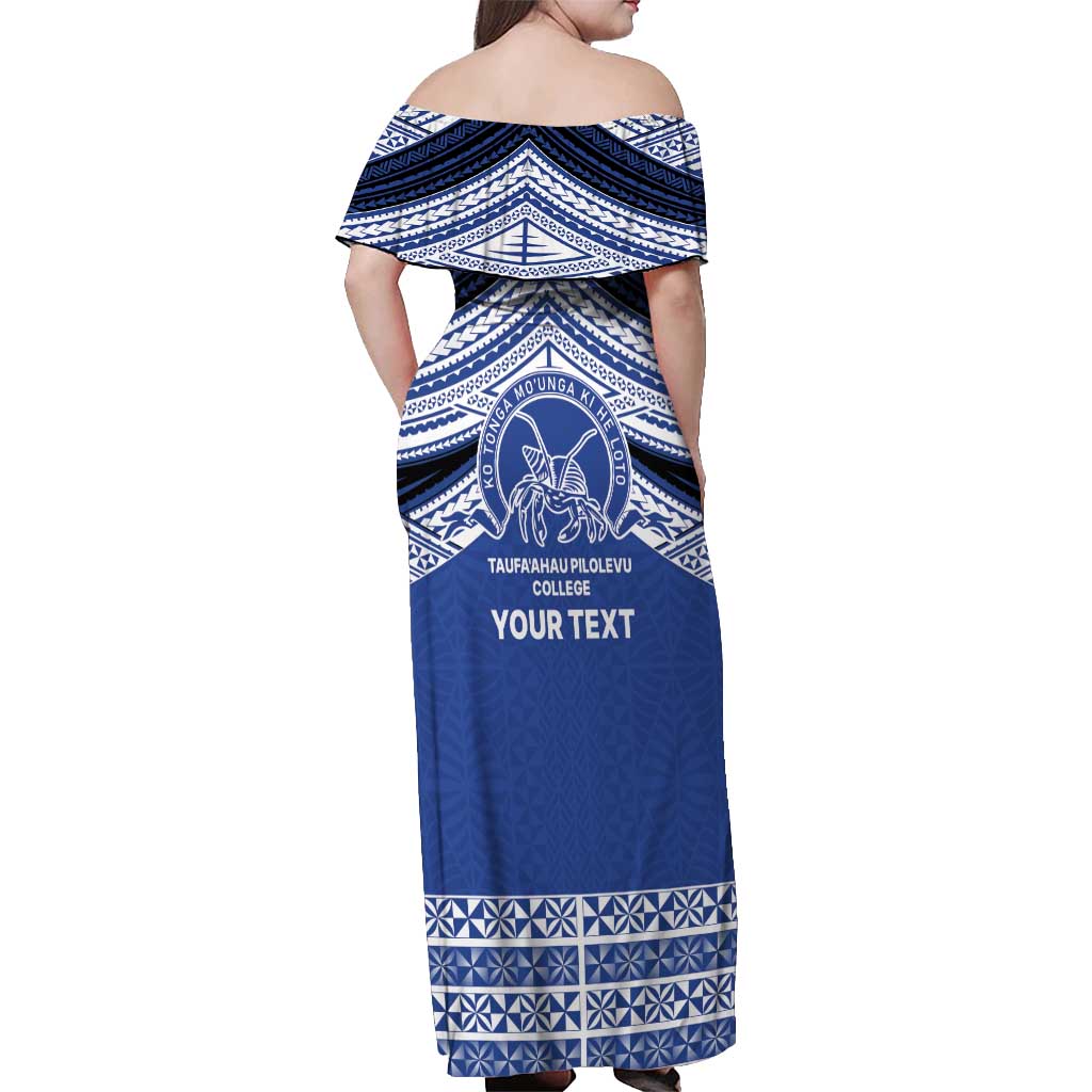 Personalised Tonga Taufa'ahau Pilolevu College Off Shoulder Maxi Dress Polynesian Ngatu Tribal LT9 - Polynesian Pride