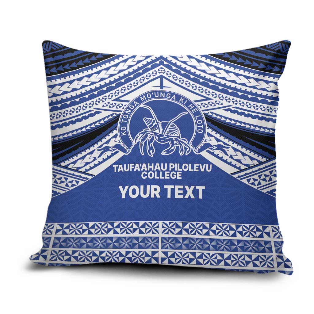 Personalised Tonga Taufa'ahau Pilolevu College Pillow Cover Polynesian Ngatu Tribal LT9 Blue - Polynesian Pride