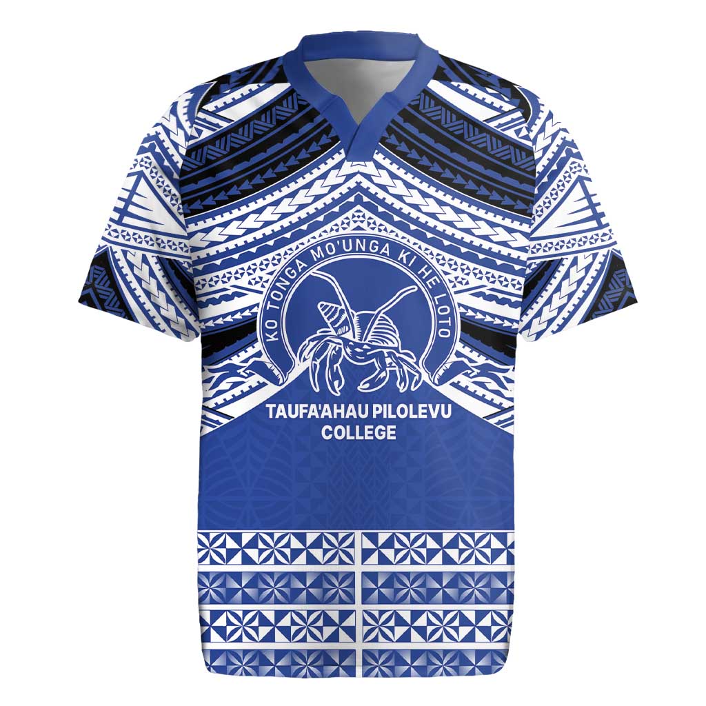 Personalised Tonga Taufa'ahau Pilolevu College Rugby Jersey Polynesian Ngatu Tribal LT9 Blue - Polynesian Pride