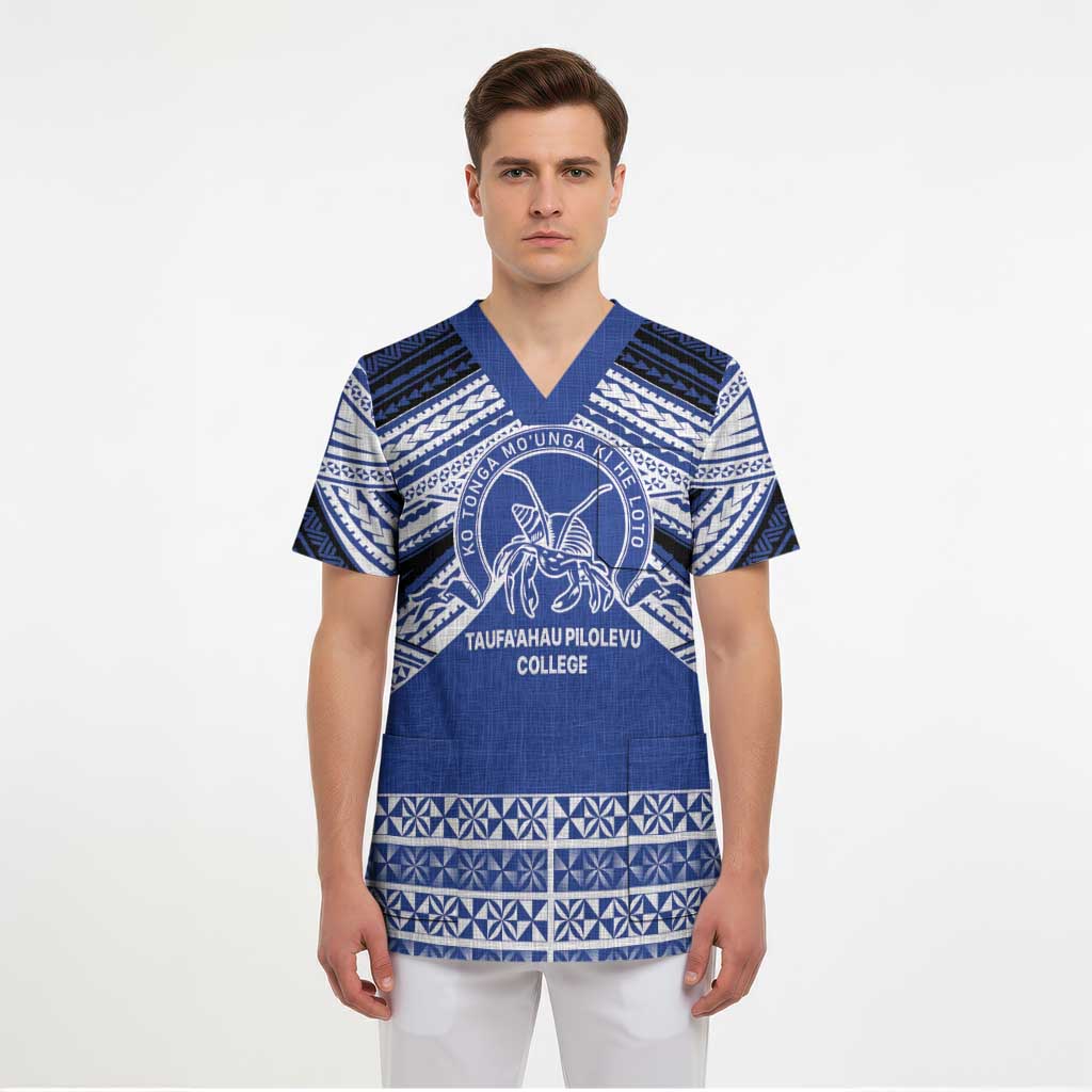 Personalised Tonga Taufa'ahau Pilolevu College Scrub Top Polynesian Ngatu Tribal LT9 - Polynesian Pride