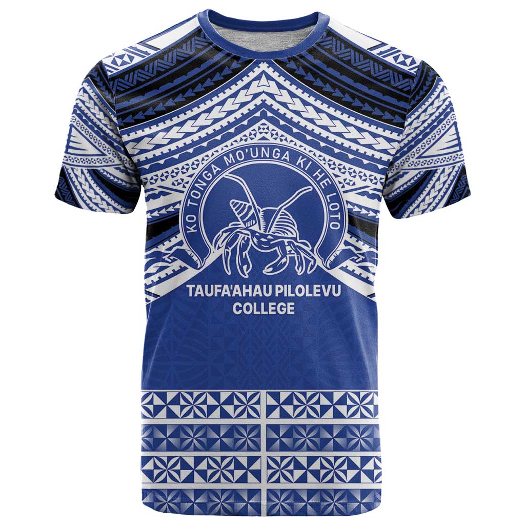 Personalised Tonga Taufa'ahau Pilolevu College T Shirt Polynesian Ngatu Tribal LT9 Blue - Polynesian Pride