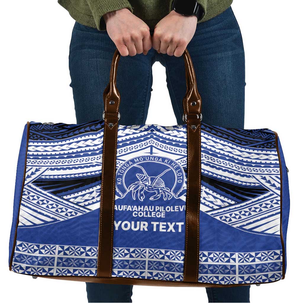 Personalised Tonga Taufa'ahau Pilolevu College Travel Bag Polynesian Ngatu Tribal LT9 Blue - Polynesian Pride