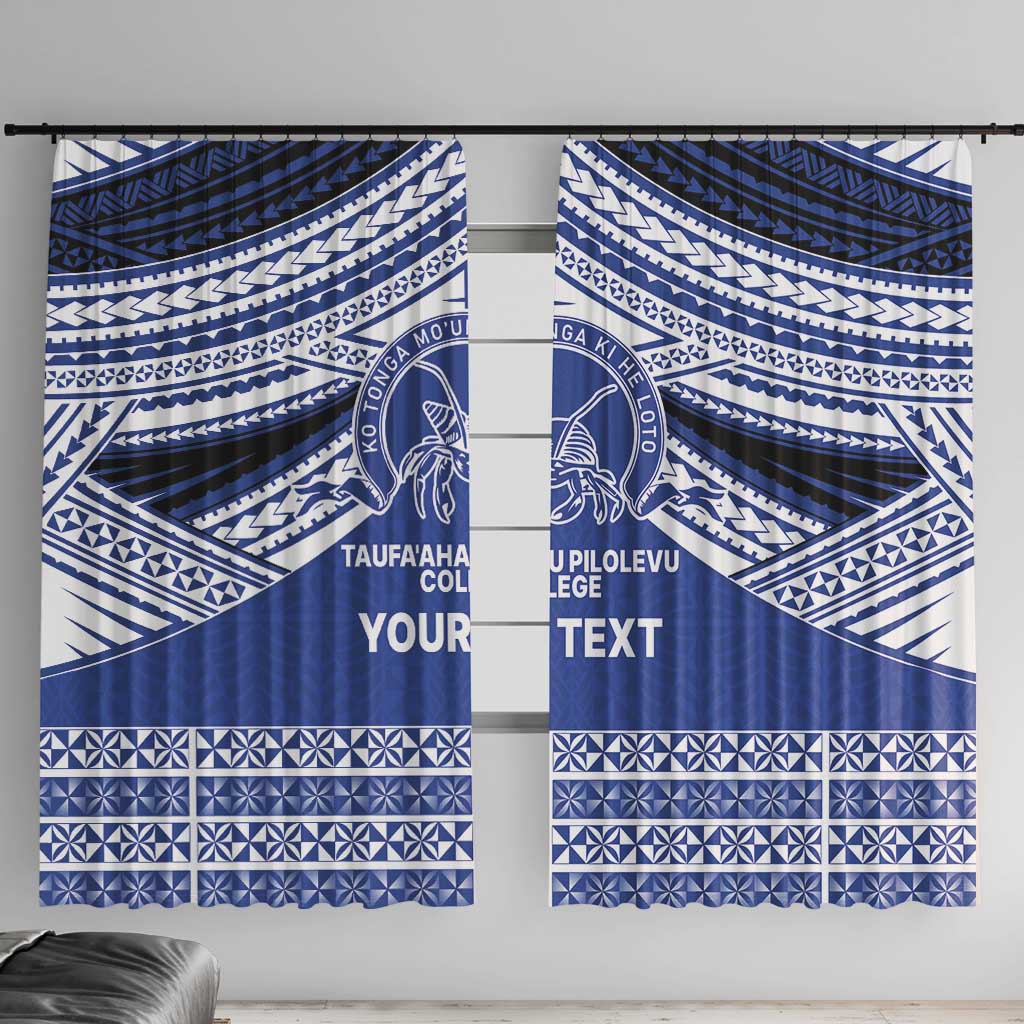 Personalised Tonga Taufa'ahau Pilolevu College Window Curtain Polynesian Ngatu Tribal LT9 With Hooks Blue - Polynesian Pride