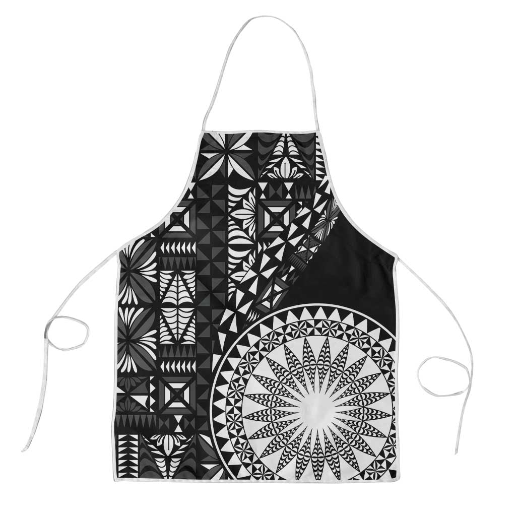 Black Tongan Ngatu Fonulei Pattern Apron LT9 Black - Polynesian Pride