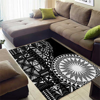 Black Tongan Ngatu Fonulei Pattern Area Rug LT9 - Polynesian Pride