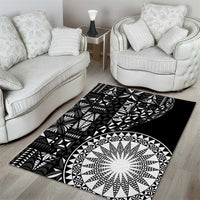 Black Tongan Ngatu Fonulei Pattern Area Rug LT9 - Polynesian Pride