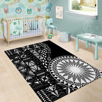 Black Tongan Ngatu Fonulei Pattern Area Rug LT9 - Polynesian Pride