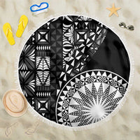 Black Tongan Ngatu Fonulei Pattern Beach Blanket LT9 One Size 150cm Black - Polynesian Pride
