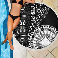 Black Tongan Ngatu Fonulei Pattern Beach Blanket LT9 - Polynesian Pride